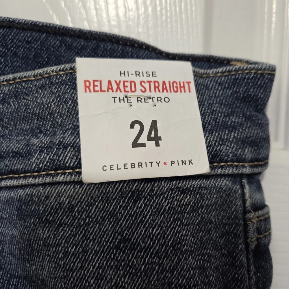 Celebrity Pink Hi-Rise Relaxed Straight The Retro Plus Size Denim Jeans Size 24 - Picture 6 of 11